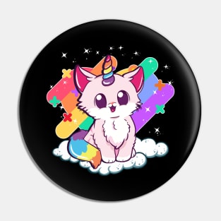 Cute Unicorn Cat Adorable Magical Rainbow Kitty Pin