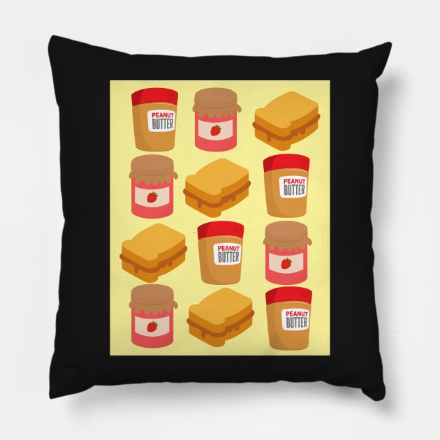 Peanut Butter And Jam Sandwich Patterns Pillow by casualism