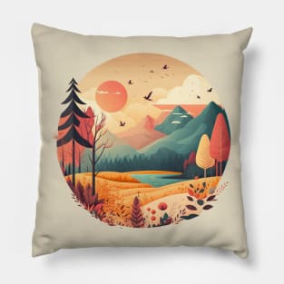 Mountain Forest Colorful Pillow