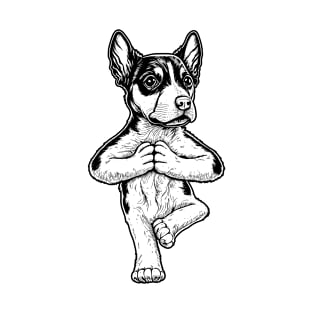 Rat Terrier Yoga Dog Puppy Funny Dogs Tree Pose Asana T-Shirt