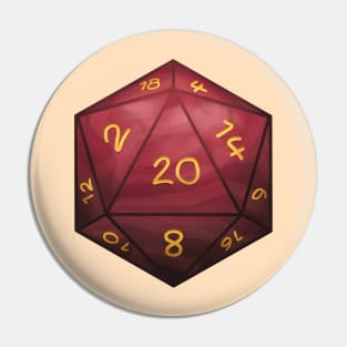 D20 Dice Red Pin