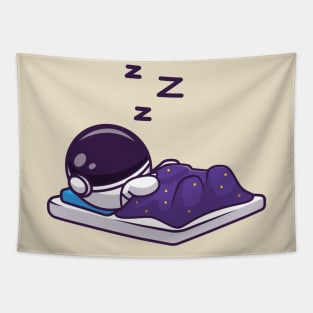 Cute Astronaut Sleeping With Blanket Space Cartoon Tapestry