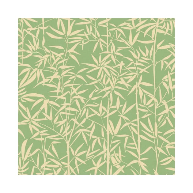 Cozy Garden with Bamboo / Minimalist Plants on Vintage Mint Green by matise