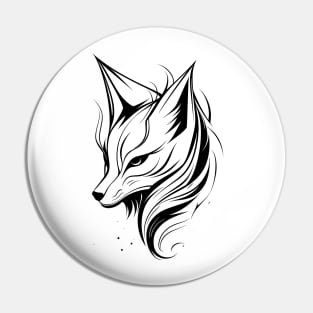 Minimalist Kitsune 2: Modern Interpretation of Japanese Mythical Creature Pin