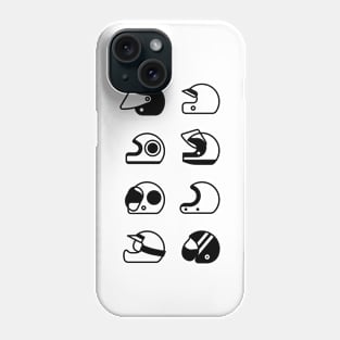 Illustration of stylized black and white motorcycle helmet Phone Case