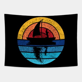 Fishing Outdoors Retro Sunset Design Tapestry