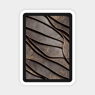 Dark Brown Ornamental Leather Stripes, natural and ecological leather print #41 Magnet