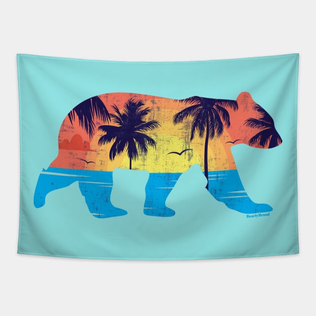 Sunset Beach Bear Coastal Miami Gay Bear | BearlyBrand Tapestry by The Bearly Brand