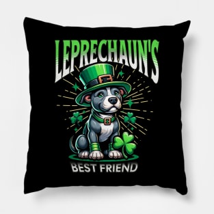 Leprechaun's Best Friend Cute Irish St Patrick's Day Pitbull Puppy Lucky Dog St Paddy's Day Shamrock Pillow