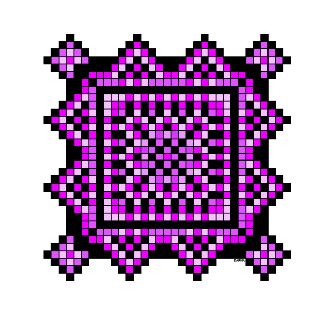 small pink pocket size pixelated mandala by DARNA