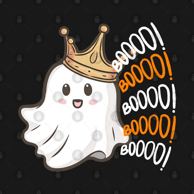 Cute Ghost With Crown by Estrella Design