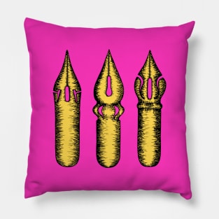 Dip Pen Nibs (Magenta and Yellow) Pillow