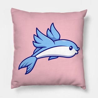 Cute Flying Fish Swimming Cartoon Pillow