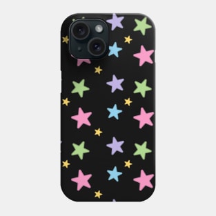 Rainbow Stars Pattern in Black Phone Case