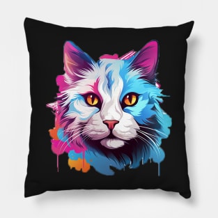 Colorful cat illustration Pillow