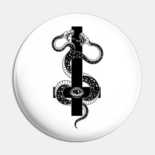 inverted cross. satanic two-headed serpent Pin