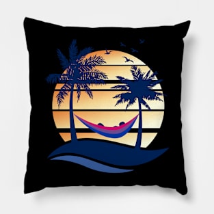 Bisexual Pride Hammock Summer Beach Sunset Pillow