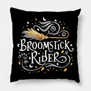 Broomstick Rider - Fantasy Funny Pillow