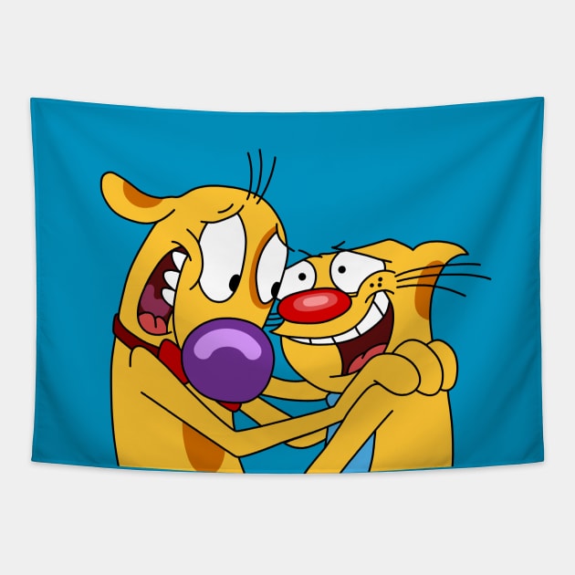 BFF Catdog Tapestry by cariespositodesign