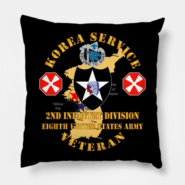 Korea Service Vet - 2nd Infantry Div - 8th US Army Pillow by twix123844