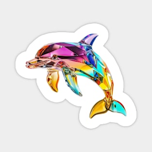 Colourful Crystal Glass Dolphin Figurine Magnet