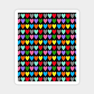 Bright Rainbow Hearts in Rows Magnet