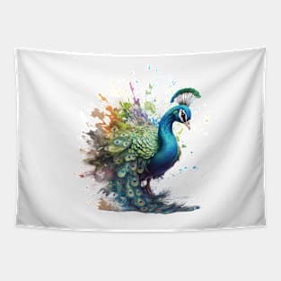 Peacock Splash Art: Dazzling Fantasy Display #2 Tapestry