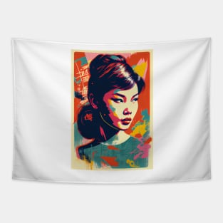 Vintage  woman in pop-art style Tapestry