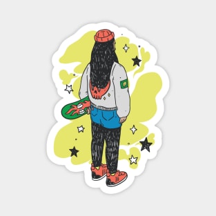 Cool Vintage Skater Girl Sketch Magnet