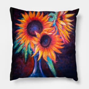 Pastel Painting - Sunflowers still life Pillow