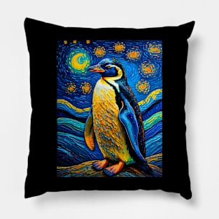 Penguin in starry night Pillow