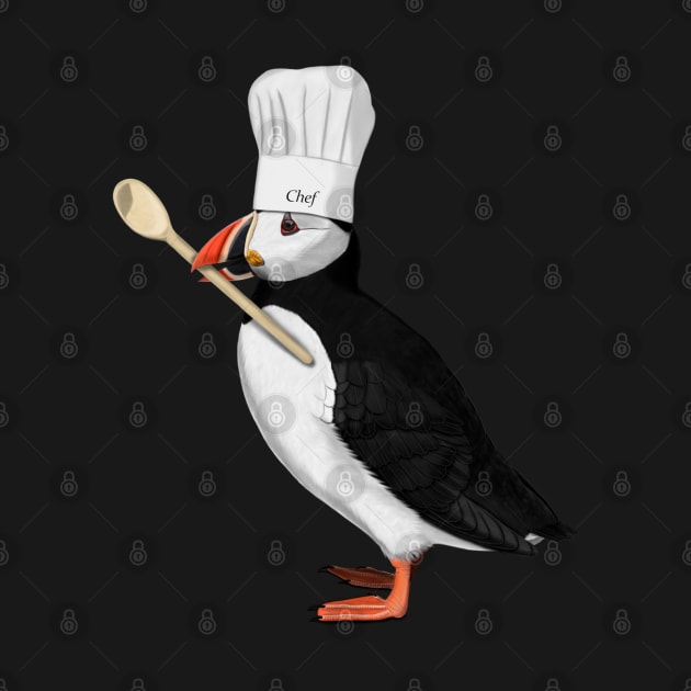 Puffin Chef Bird Illustration by jzbirds