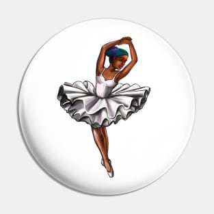 African America ballerina with rainbow corn row hair style #003 - brown skin ballerina Pin