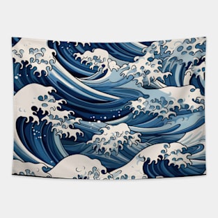 Ephemeral Crests: Hokusai Waves Reimagined Tapestry