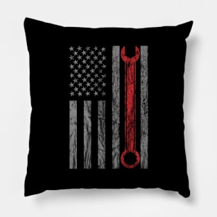 Distressed Mechanic Usa Flag Pillow