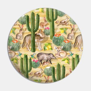 Early Arizona Morning - Watercolor Animals and Cacti Pin