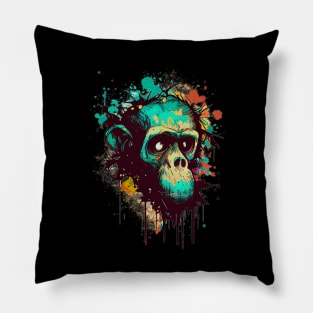 Ape Skull Ink Drip Pillow