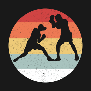 Vintage Retro Boxing Player Boxer Silhouette Sun T-Shirt