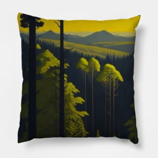 Yellow Sunset Forest View #8 Pillow