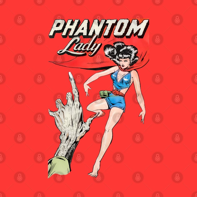 Beautiful Girl Sexy Superhero Phantom Lady Hand Fingers Halloween Dark Terror Horror Retro Comic Vintage by REVISTANGO