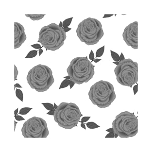 Black and White Rose Pattern T-Shirt