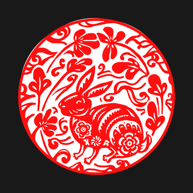 Ornate Red Bunny Rabbit  Design by ckrickett