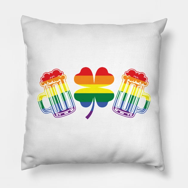 St. Patrick's Day LGBTQ Beer Mugs Design Pillow by SiGo