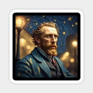 Portrait of van Gogh in the evening city Magnet