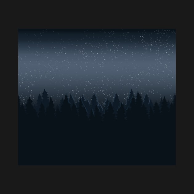 Starry sky above a forest by AlmightyClaire