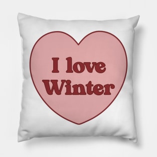 I love winter heart aesthetic dollette coquette pink red Pillow