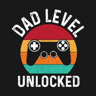 Dad Level Unlocked Video Ggamer Vintage Retro T-Shirt
