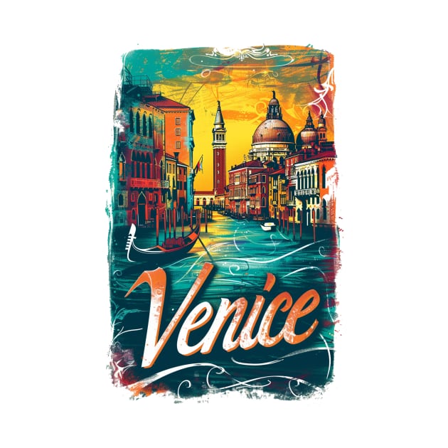 Venice Retro Italy poster by GreenMary Design