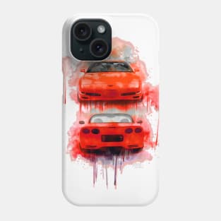 Red Corvette aqua splash Phone Case