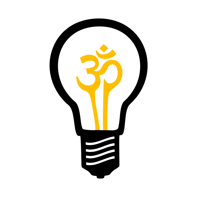 Om Meditation Lightbulb (Black and Yellow) by XOOXOO